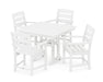 POLYWOOD Lakeside 5-Piece Farmhouse Trestle Arm Chair Dining Set in White