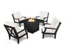 POLYWOOD Braxton 5-Piece Deep Seating Conversation Set with Fire Pit Table in