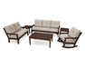 POLYWOOD Vineyard 6-Piece Deep Seating Set in Vintage Coffee with Natural fabric
