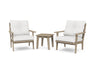 POLYWOOD Lakeside 3-Piece Deep Seating Chair Set in Vintage Sahara with Natural Linen fabric