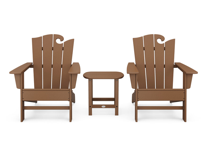 POLYWOOD Wave 3-Piece Adirondack Set with The Ocean Chair in Teak