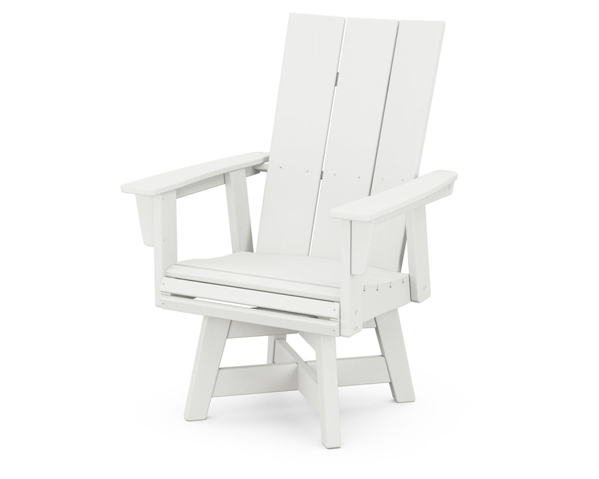 POLYWOOD Modern Curveback Adirondack Swivel Dining Chair in Vintage White