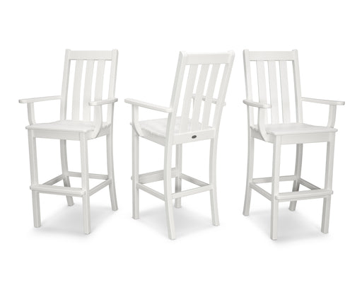 POLYWOOD Vineyard Bar Arm Chair 3-Pack in Vintage White