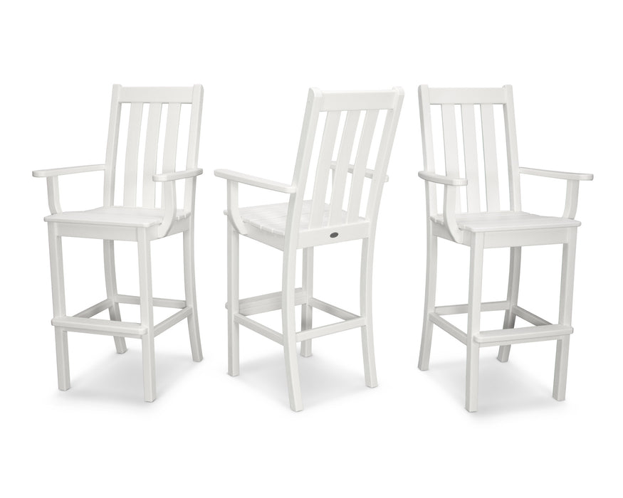 POLYWOOD Vineyard Bar Arm Chair 3-Pack in Vintage White