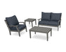 POLYWOOD Braxton 4-Piece Deep Seating Set in Sand with Ash Charcoal fabric