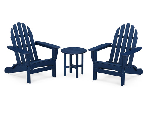 POLYWOOD Classic Folding Adirondack 3-Piece Set in Navy