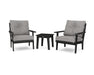 POLYWOOD Lakeside 3-Piece Deep Seating Chair Set in Black with Grey Mist fabric
