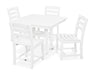 POLYWOOD La Casa Café 5-Piece Farmhouse Trestle Side Chair Dining Set in White