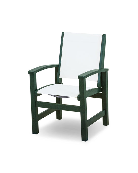 POLYWOOD Coastal Dining Chair in Green with White fabric