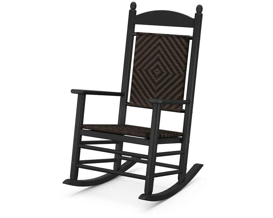 POLYWOOD Jefferson Woven Rocking Chair in Black / Cahaba