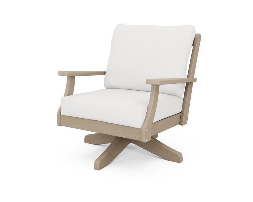 POLYWOOD Braxton Deep Seating Swivel Chair in Vintage Sahara with Natural Linen fabric
