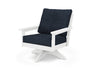 POLYWOOD Vineyard Deep Seating Swivel Chair in White with Marine Indigo fabric