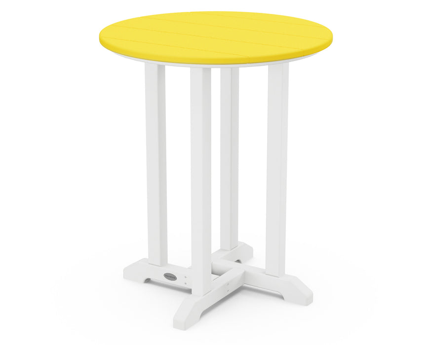 POLYWOOD® Contempo 24" Round Dining Table in White / Lemon