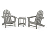 POLYWOOD Classic Folding Adirondack 3-Piece Set with Long Island 18" Side Table in Sand