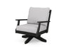 POLYWOOD Braxton Deep Seating Swivel Chair in Vintage White with Ash Charcoal fabric
