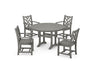 POLYWOOD Chippendale 5-Piece Nautical Trestle Dining Arm Chair Set in Slate Grey