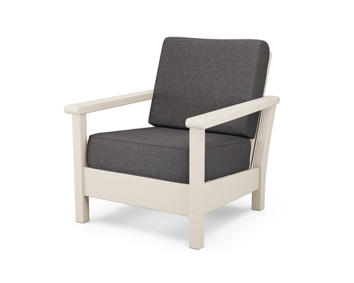 POLYWOOD Harbour Deep Seating Chair in Sand with Ash Charcoal fabric
