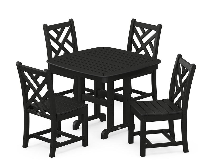 POLYWOOD Chippendale 5-Piece Side Chair Dining Set in Slate Grey