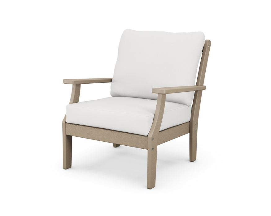 POLYWOOD Braxton Deep Seating Chair in White with Cast Sage fabric