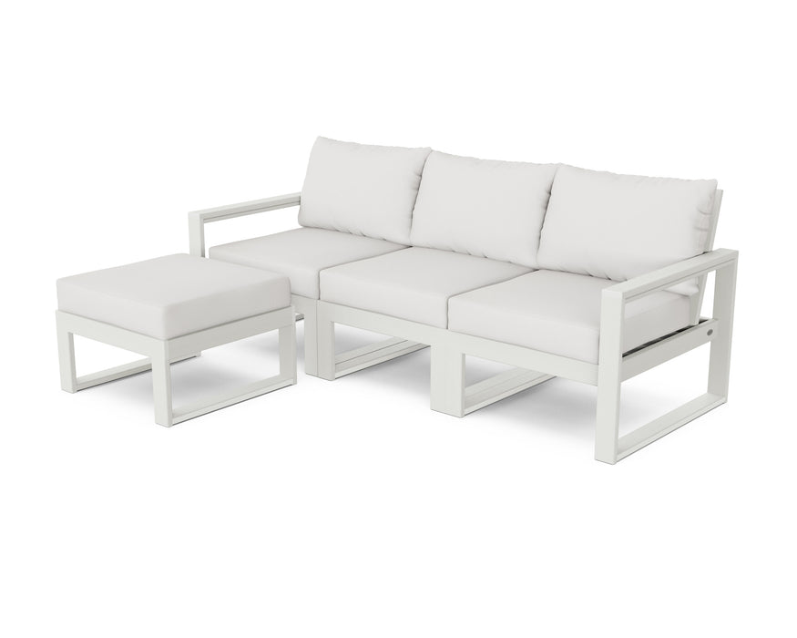 POLYWOOD® EDGE 4-Piece Modular Deep Seating Set with Ottoman in Sand with Ash Charcoal fabric