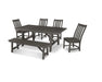 POLYWOOD Vineyard 6-Piece Rustic Farmhouse Side Chair Dining Set with Bench in Vintage Coffee