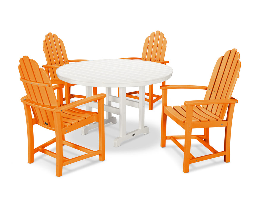 POLYWOOD Classic Adirondack Dining 5-Piece Set in Tangerine / White