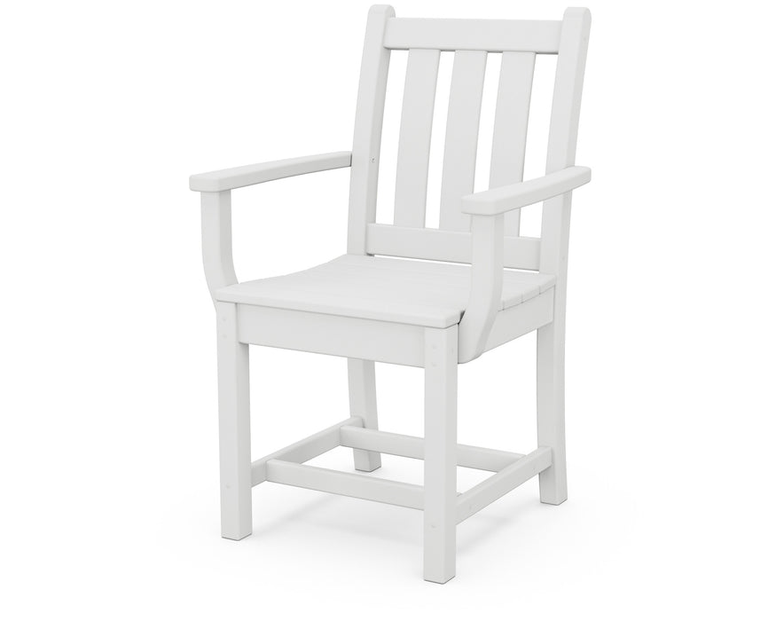 POLYWOOD Traditional Garden Dining Arm Chair in White