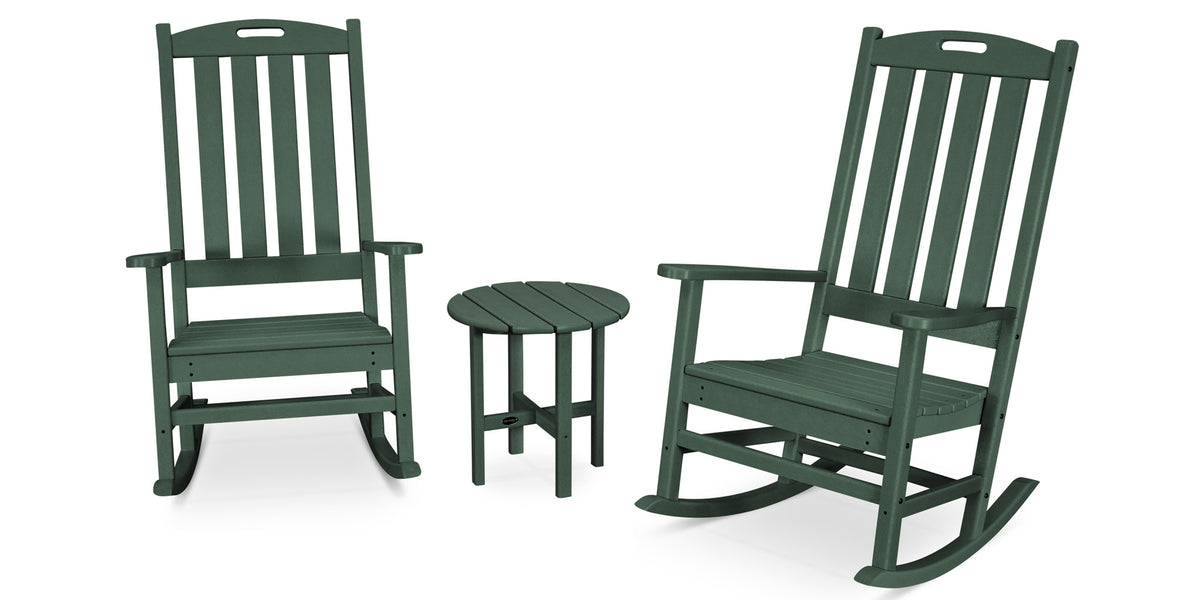 POLYWOOD Nautical 3 Piece Porch Rocking Chair Set Outdoor Rooms