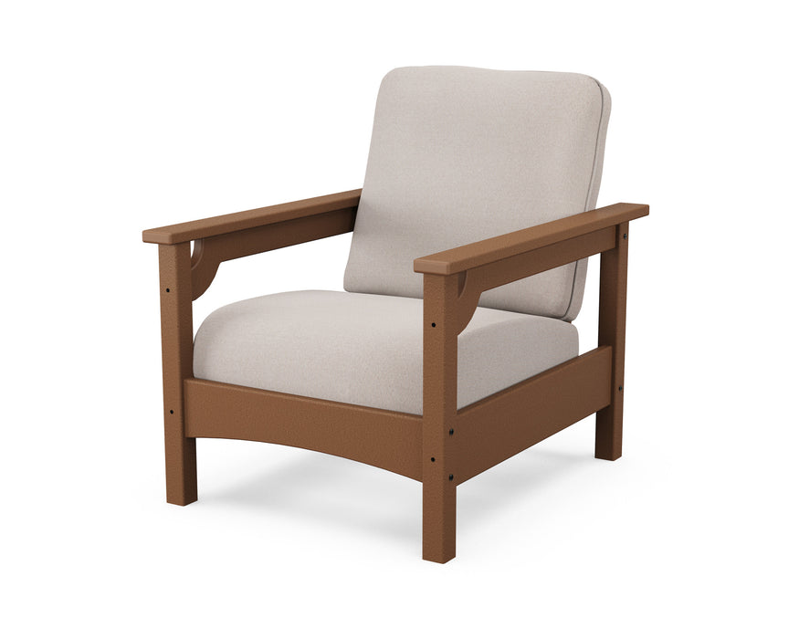 POLYWOOD Club Chair in Teak with Dune Burlap fabric