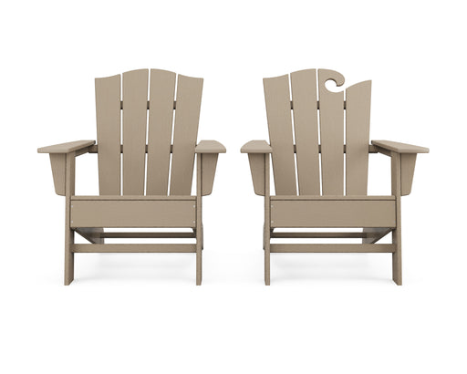 POLYWOOD Wave 2-Piece Adirondack Chair Set with The Crest Chair in Vintage Sahara