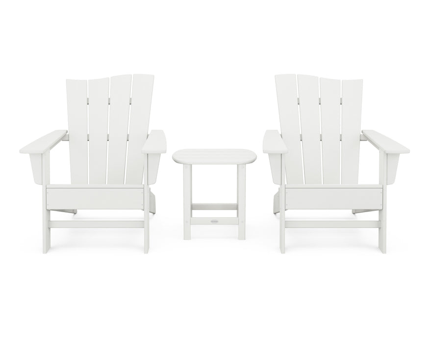 POLYWOOD Wave 3-Piece Adirondack Chair Set in Vintage White