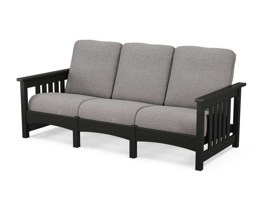 POLYWOOD Mission Sofa in Black with Grey Mist fabric