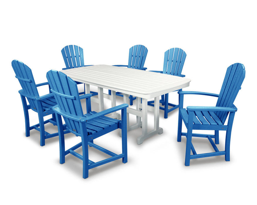 POLYWOOD Palm Coast 7-Piece Dining Set in Pacific Blue / White