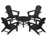 POLYWOOD Nautical 5-Piece Adirondack Chair Conversation Set in Black