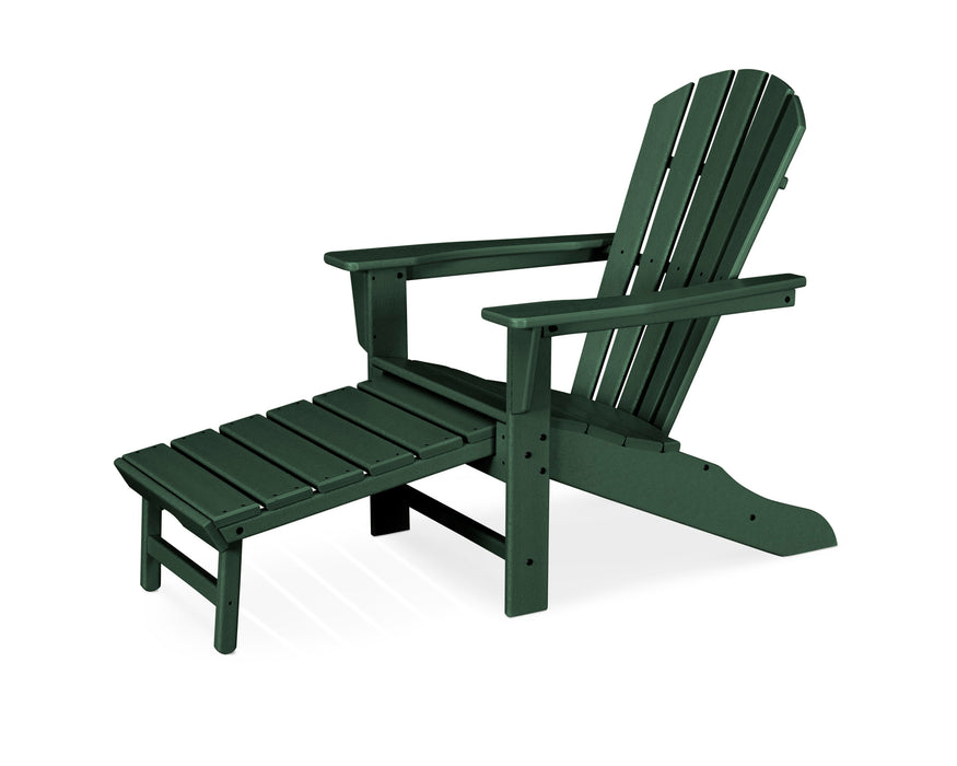 POLYWOOD Palm Coast Ultimate Adirondack with Hideaway Ottoman in Green