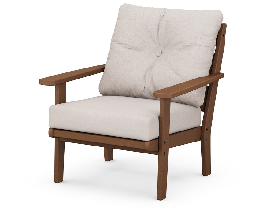 POLYWOOD Lakeside Deep Seating Chair in Vintage Coffee with Weathered Tweed fabric