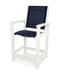 POLYWOOD Coastal Counter Chair in White with Navy 2 fabric