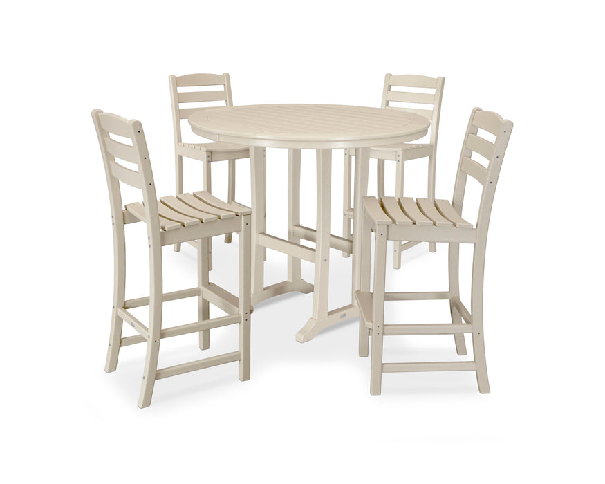 POLYWOOD 5 Piece La Casa Side Chair Bar Dining Set in Sand