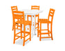 POLYWOOD La Casa Café 5-Piece Farmhouse Trestle Bar Set in Tangerine / White