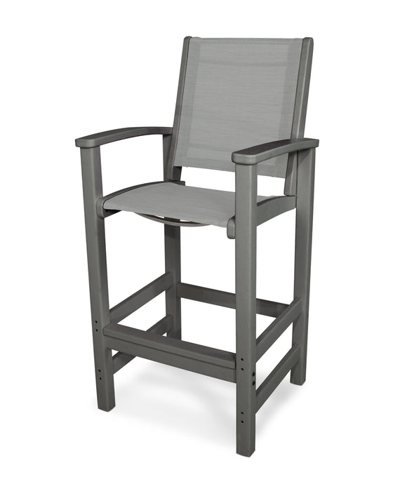 POLYWOOD Coastal Bar Chair in Slate Grey with Metallic fabric
