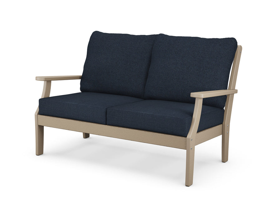 POLYWOOD Braxton Deep Seating Settee in Vintage Sahara with Ash Charcoal fabric