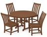 POLYWOOD Vineyard 5-Piece Round Side Chair Dining Set in Teak