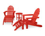 POLYWOOD Classic Adirondack 5-Piece Casual Set in Sunset Red