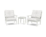 POLYWOOD Lakeside 3-Piece Deep Seating Chair Set in Vintage White with Natural Linen fabric
