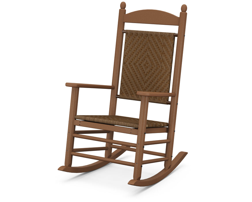POLYWOOD Jefferson Woven Rocking Chair in Teak / Tigerwood