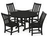 POLYWOOD Vineyard 5-Piece Round Arm Chair Dining Set in Black