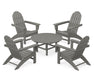 POLYWOOD Vineyard 5-Piece Adirondack Chair Conversation Set in Slate Grey