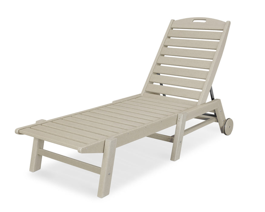 POLYWOOD Nautical Chaise with Wheels in Sand