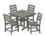 POLYWOOD Lakeside 5-Piece Farmhouse Trestle Side Chair Dining Set in Slate Grey