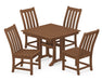 POLYWOOD Vineyard 5-Piece Farmhouse Trestle Side Chair Dining Set in Teak